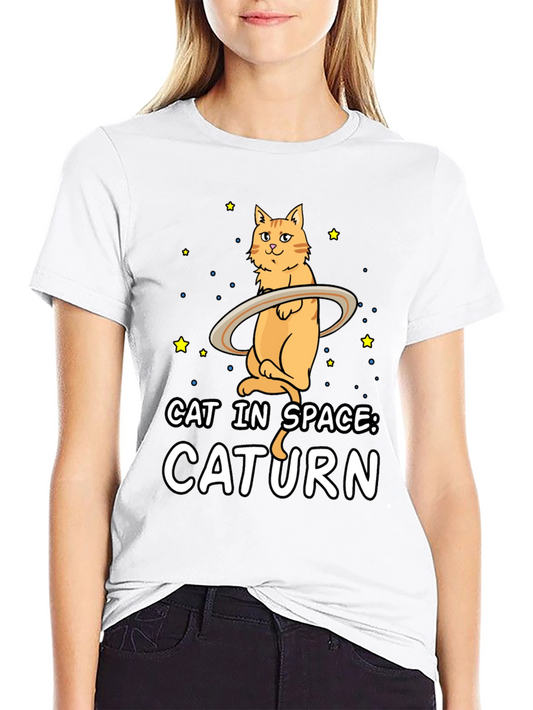Caturn T-Shirt: Cat in Space Funny Graphic Tee