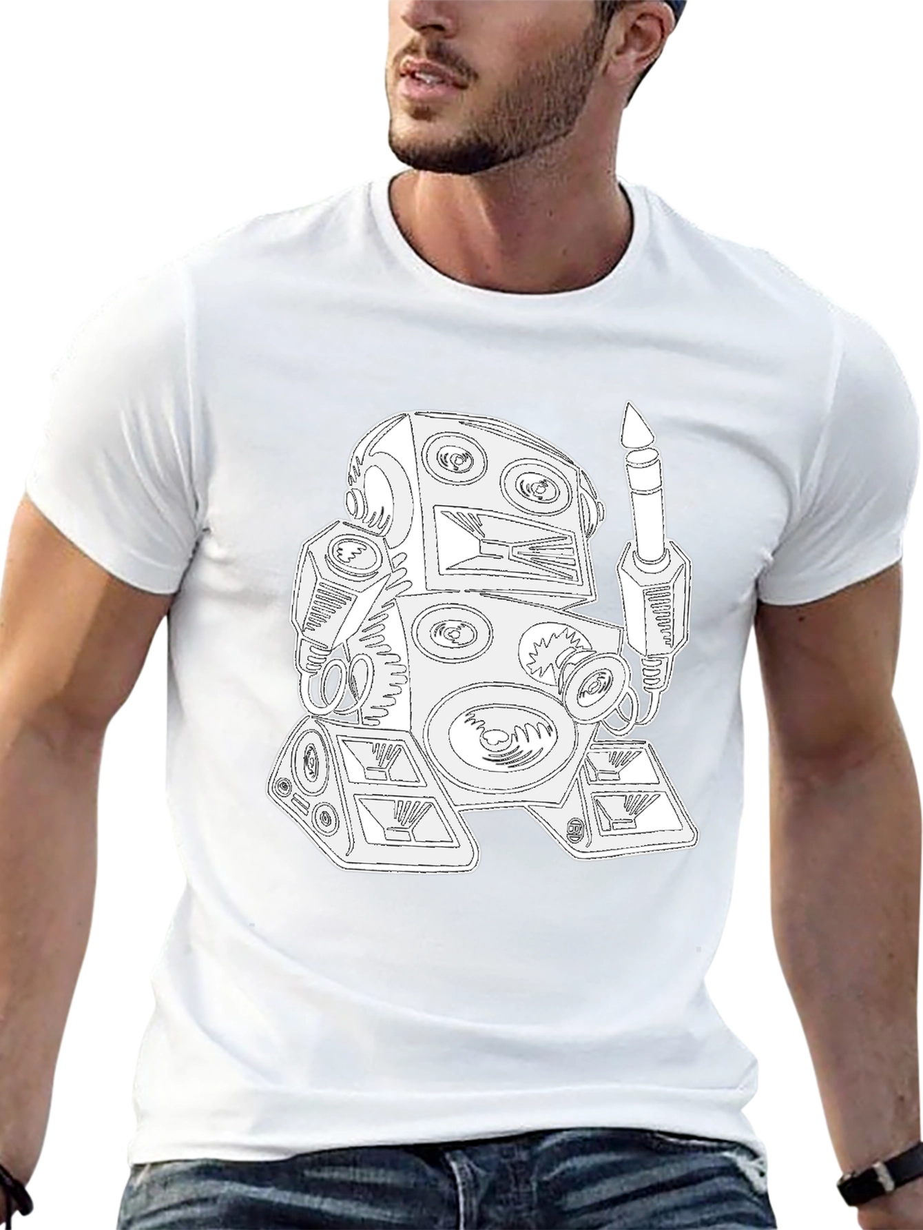 Robot DJ Black T-Shirt - Unique Graphic Tee