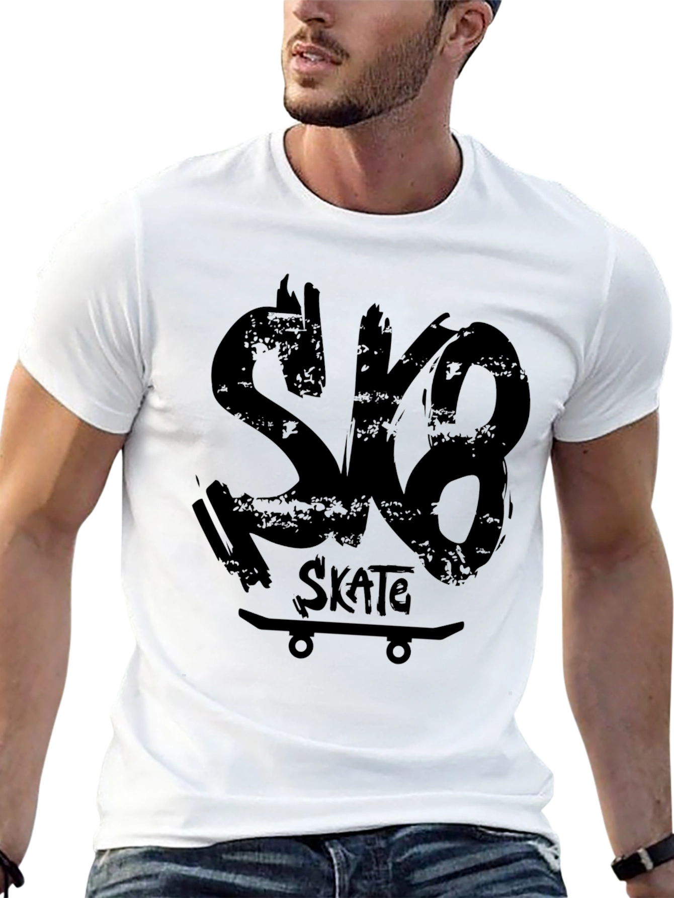 Sk8 Skate Black Graphic T-Shirt