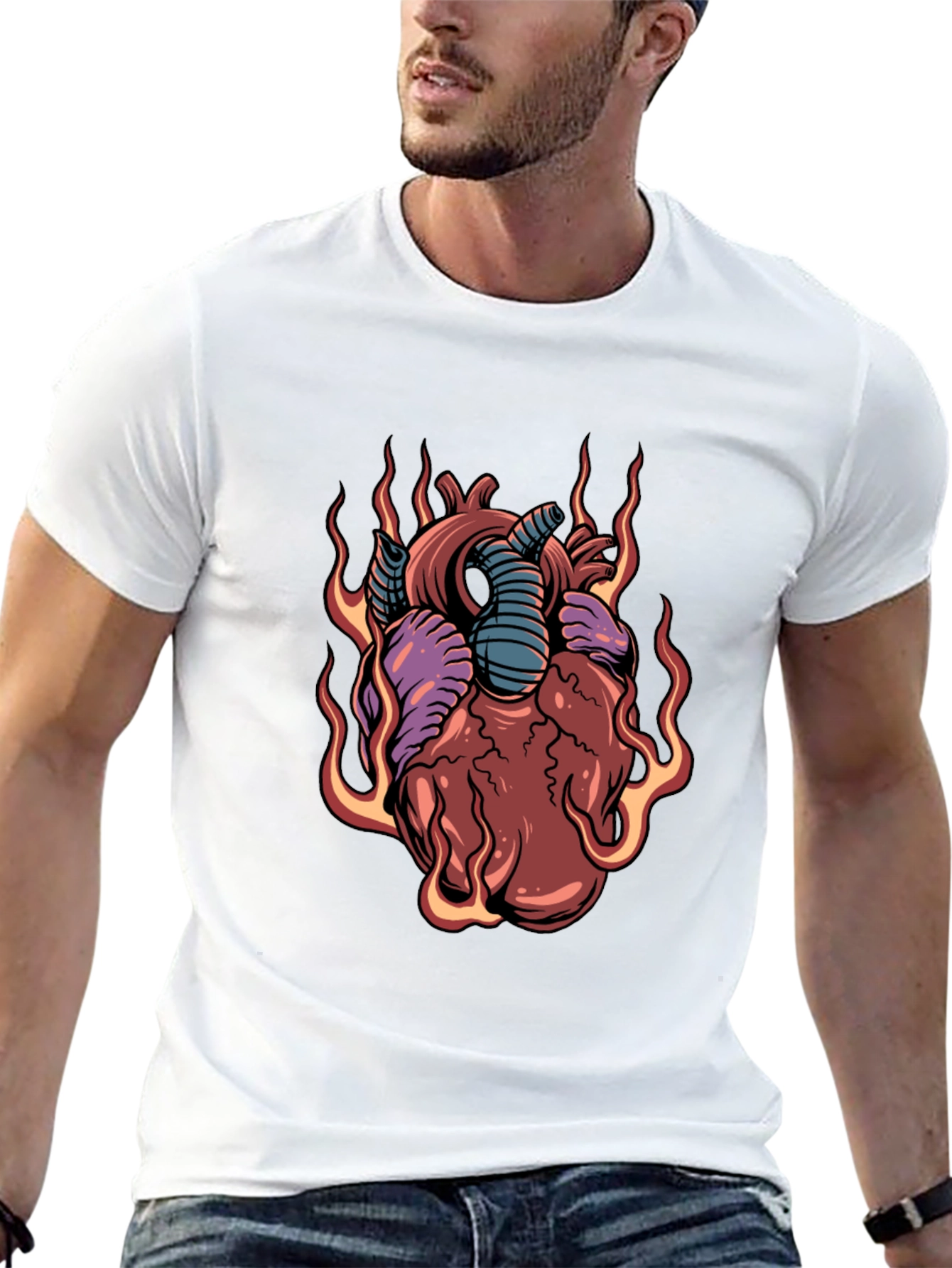 Fiery Heart Graphic Tee - Unique Design