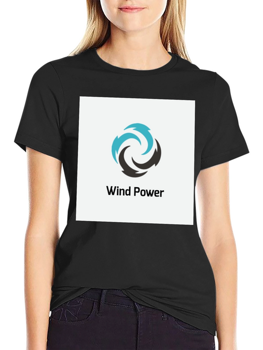 Wind Power Graphic Tee - Black Cotton T-Shirt