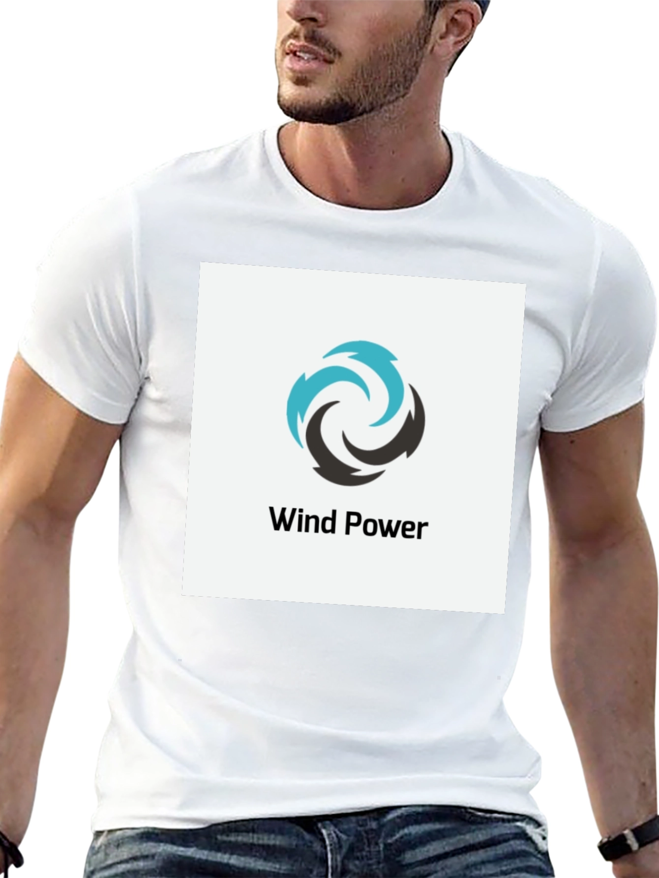 Wind Power Graphic Tee - Black Cotton T-Shirt