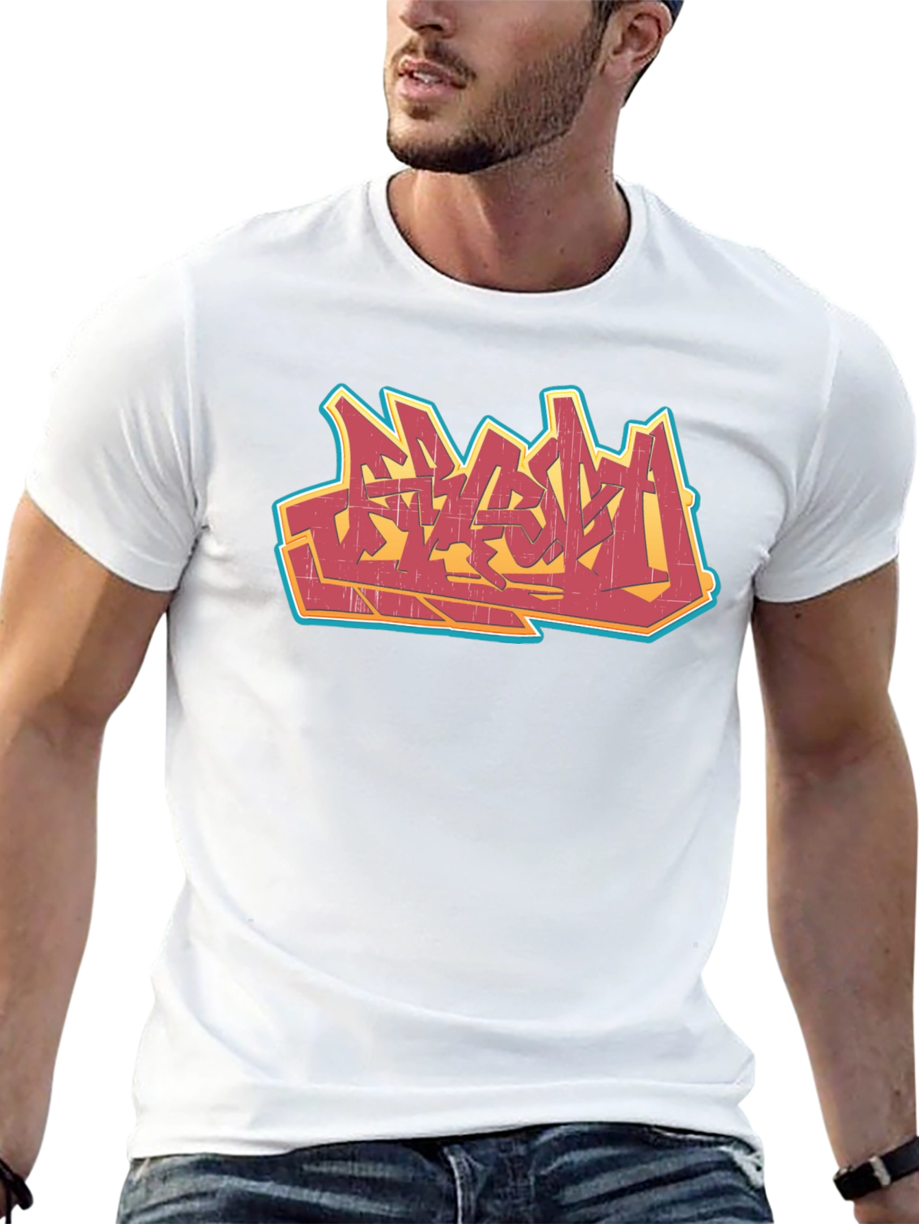 Urban Graffiti Graphic Tee - Black Cotton T-Shirt