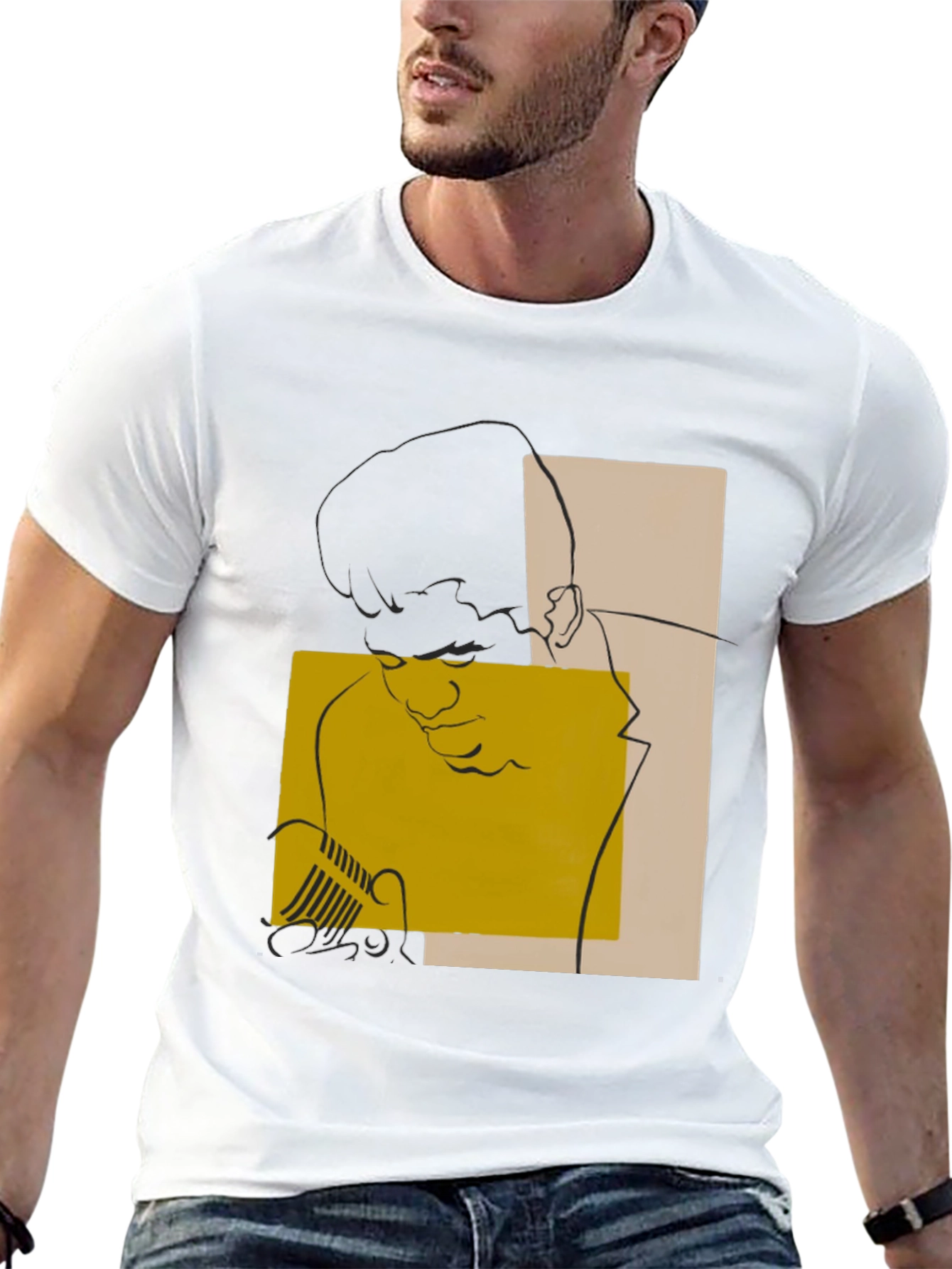 Abstract Graphic Print Black Tee