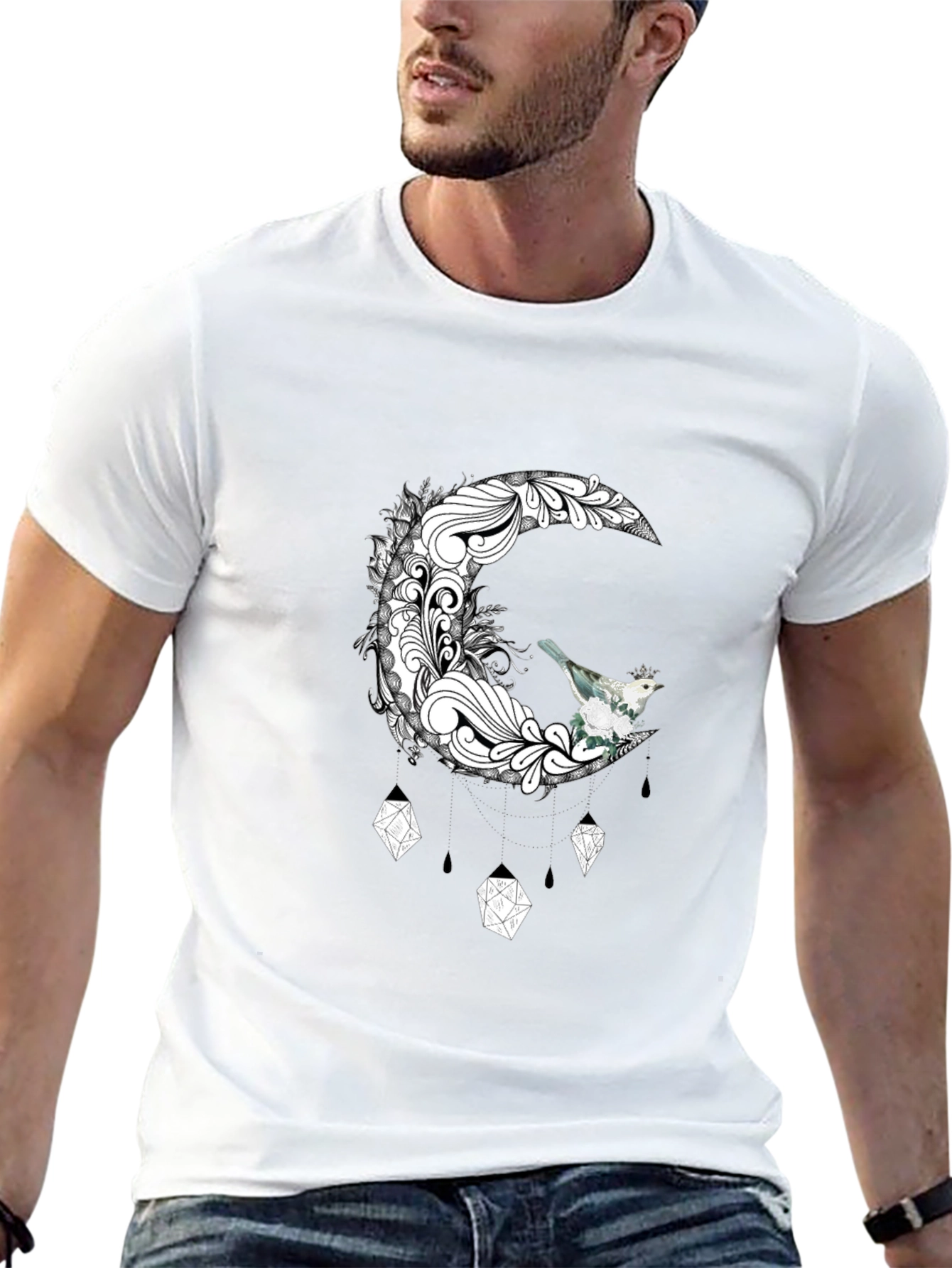 Moon Bird Graphic Tee - Unique Design T-Shirt