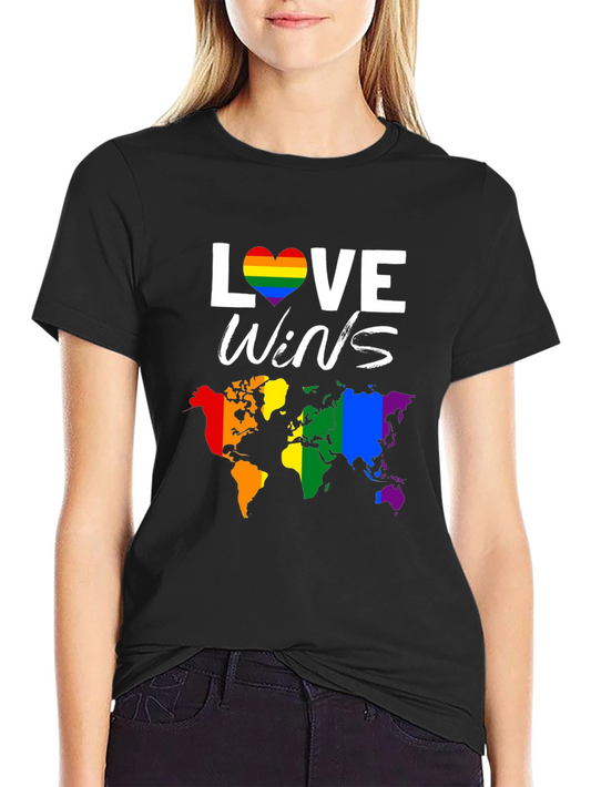 Love Wins Pride T-Shirt with World Map