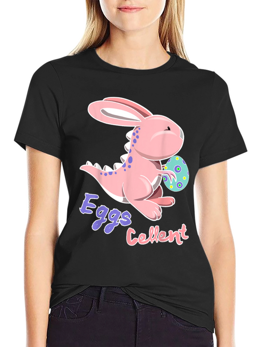Easter Dino-Bunny Eggs-Cellent Black T-Shirt