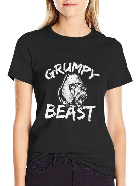 Grumpy Beast Gorilla Graphic Tee - Black Cotton