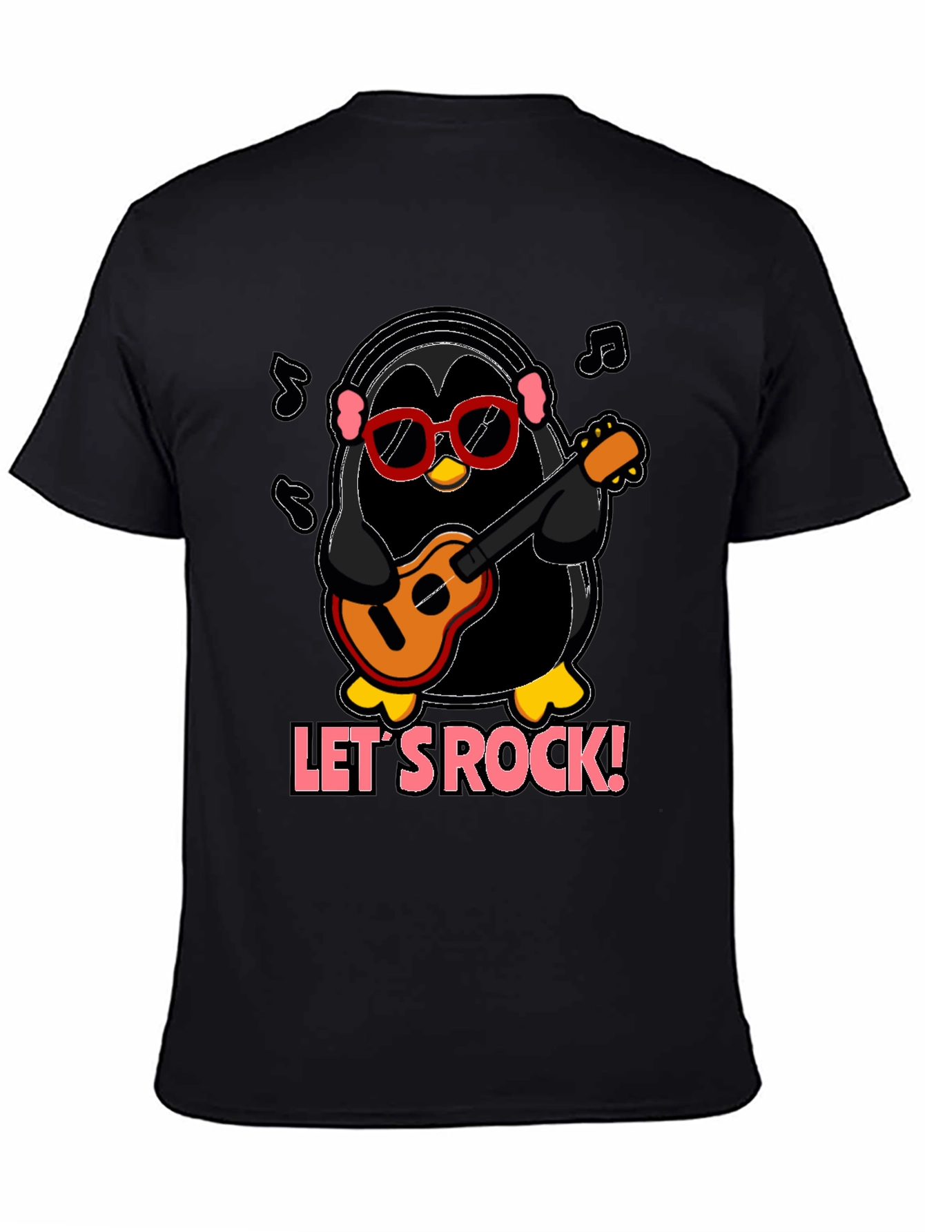 Lets Rock Penguin Musician Graphic T-Shirt