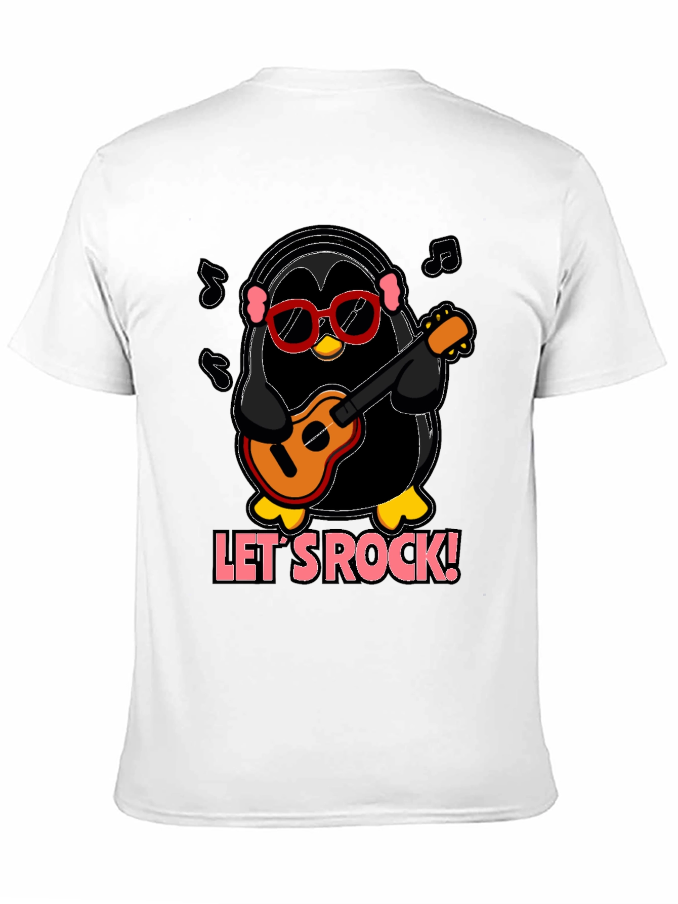 Lets Rock Penguin Musician Graphic T-Shirt