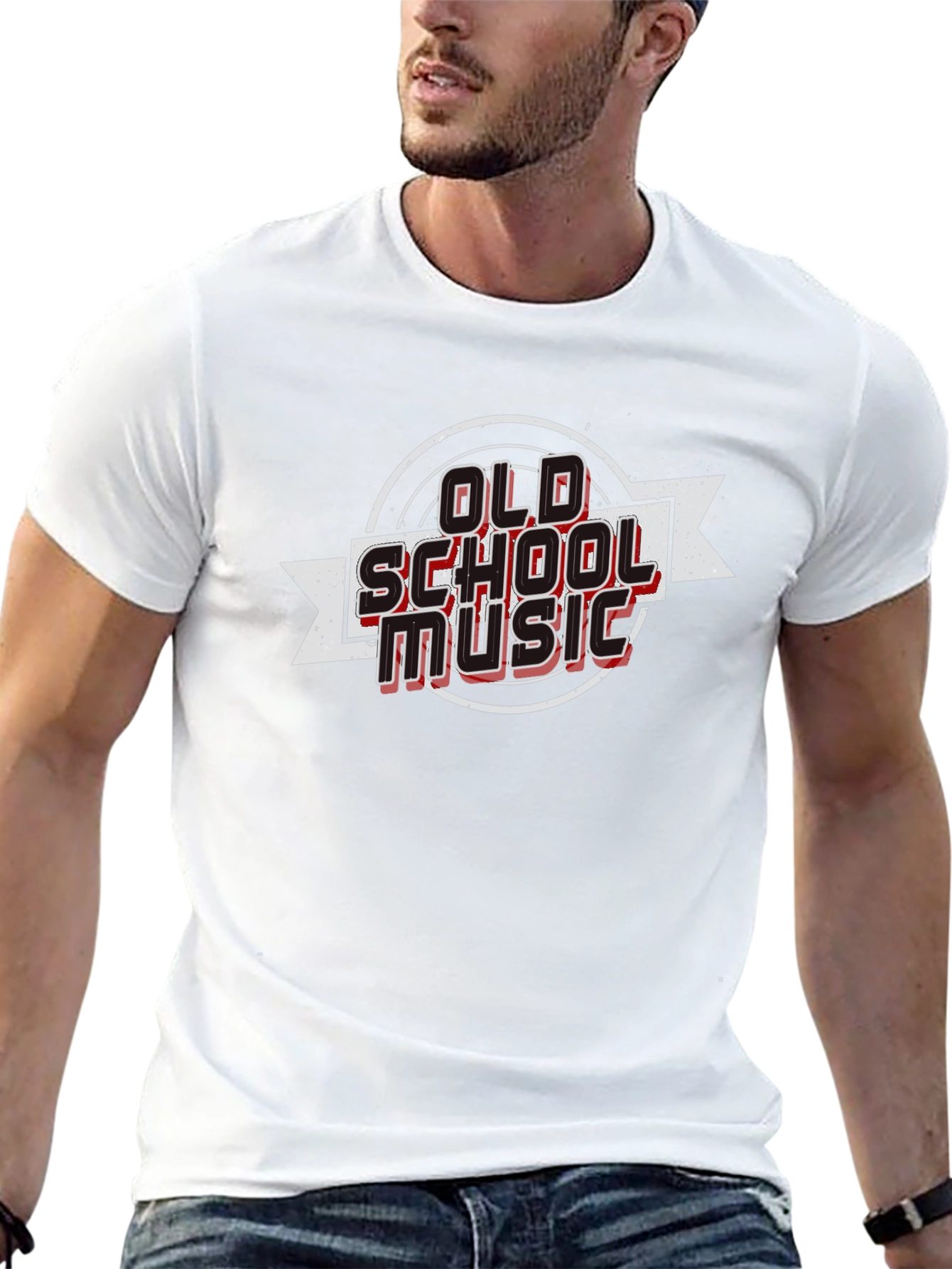 Retro Old School Music Graphic Tee - Black
