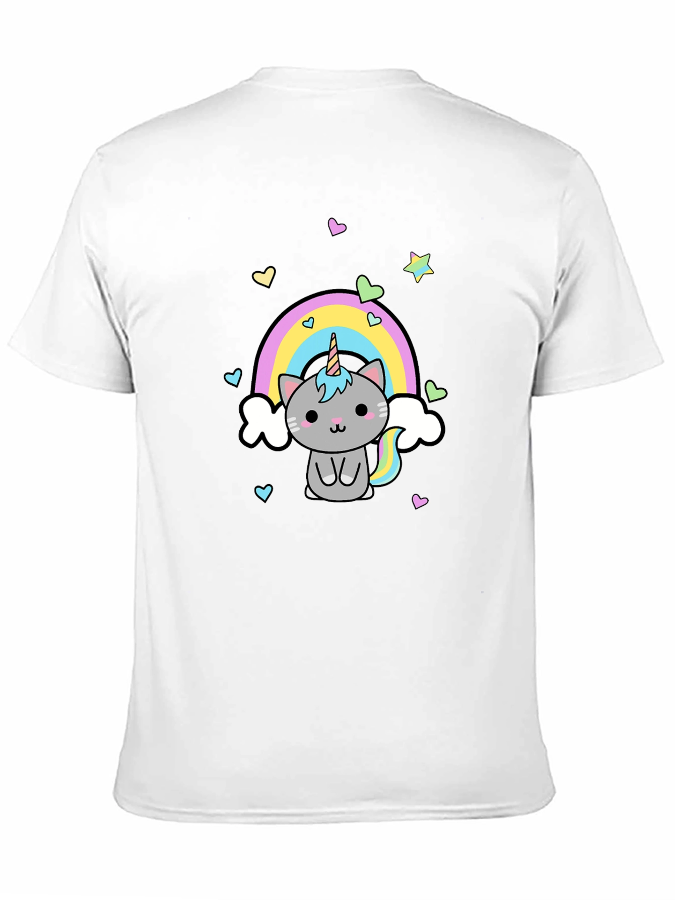 Cute Unicorn Cat Rainbow Graphic T-Shirt