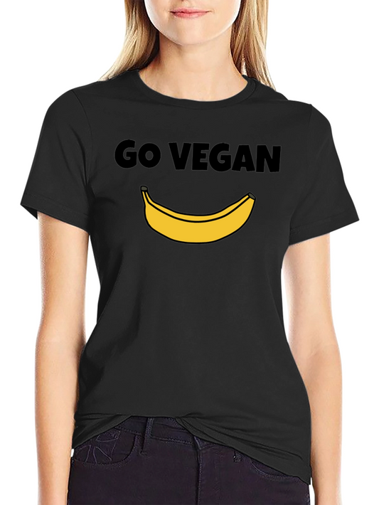 Go Vegan Banana Graphic Tee - Unisex Black T-Shirt