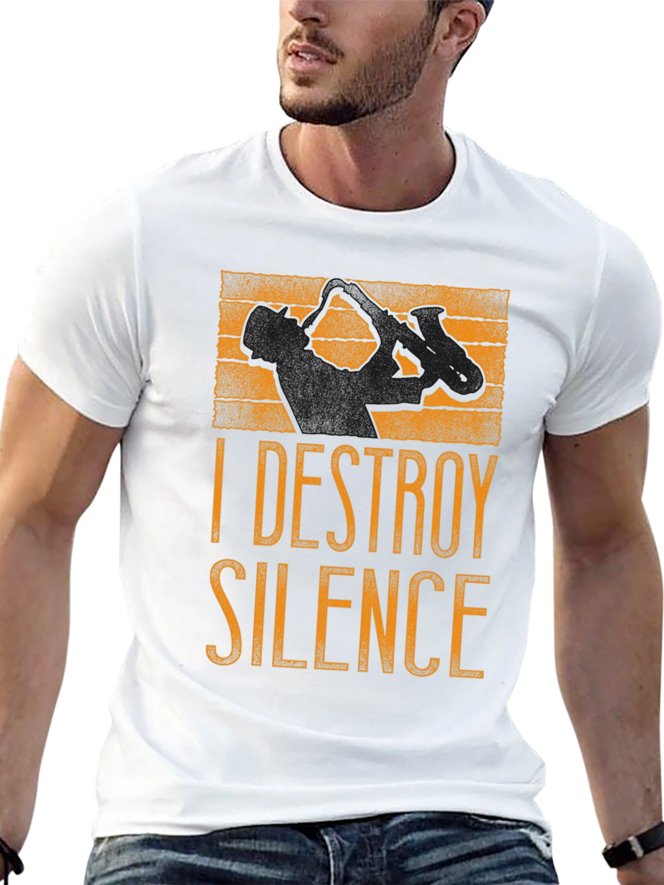 I DESTROY SILENCE - Saxophone Player Graphic T-Shirt