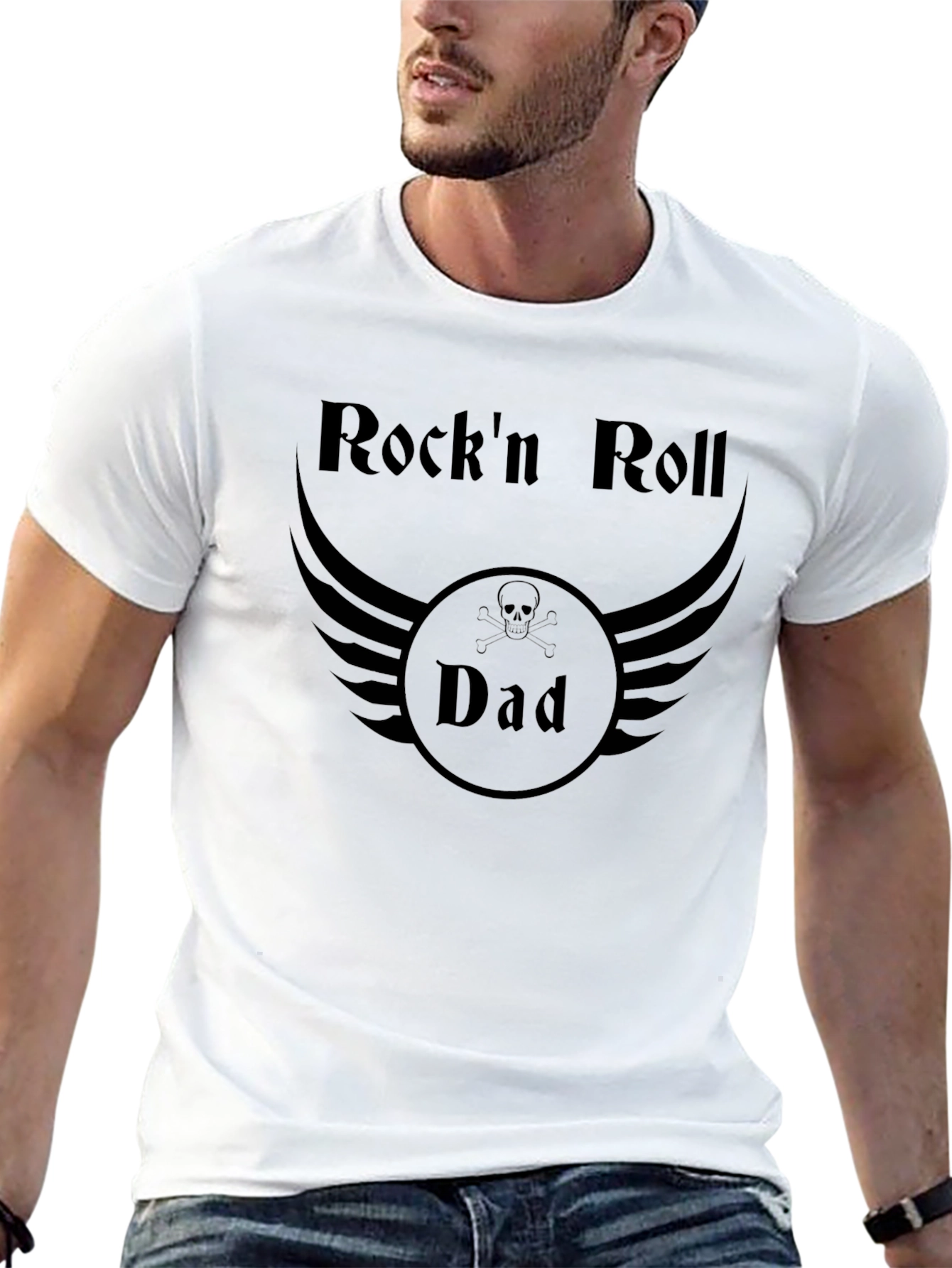 Rockn Roll Dad Black Graphic Tee