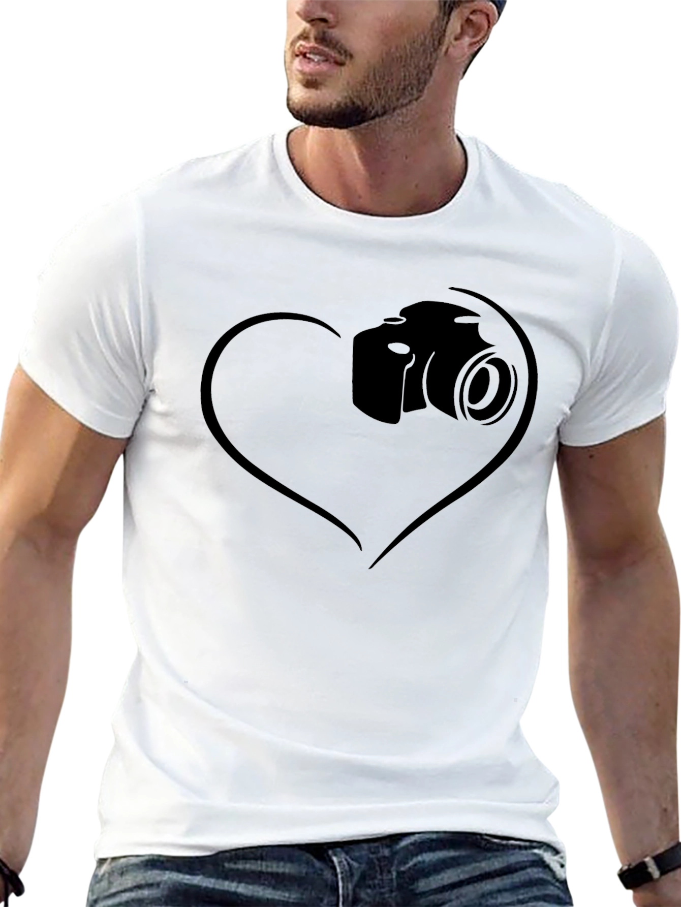 Heart Camera Graphic T-Shirt - Black