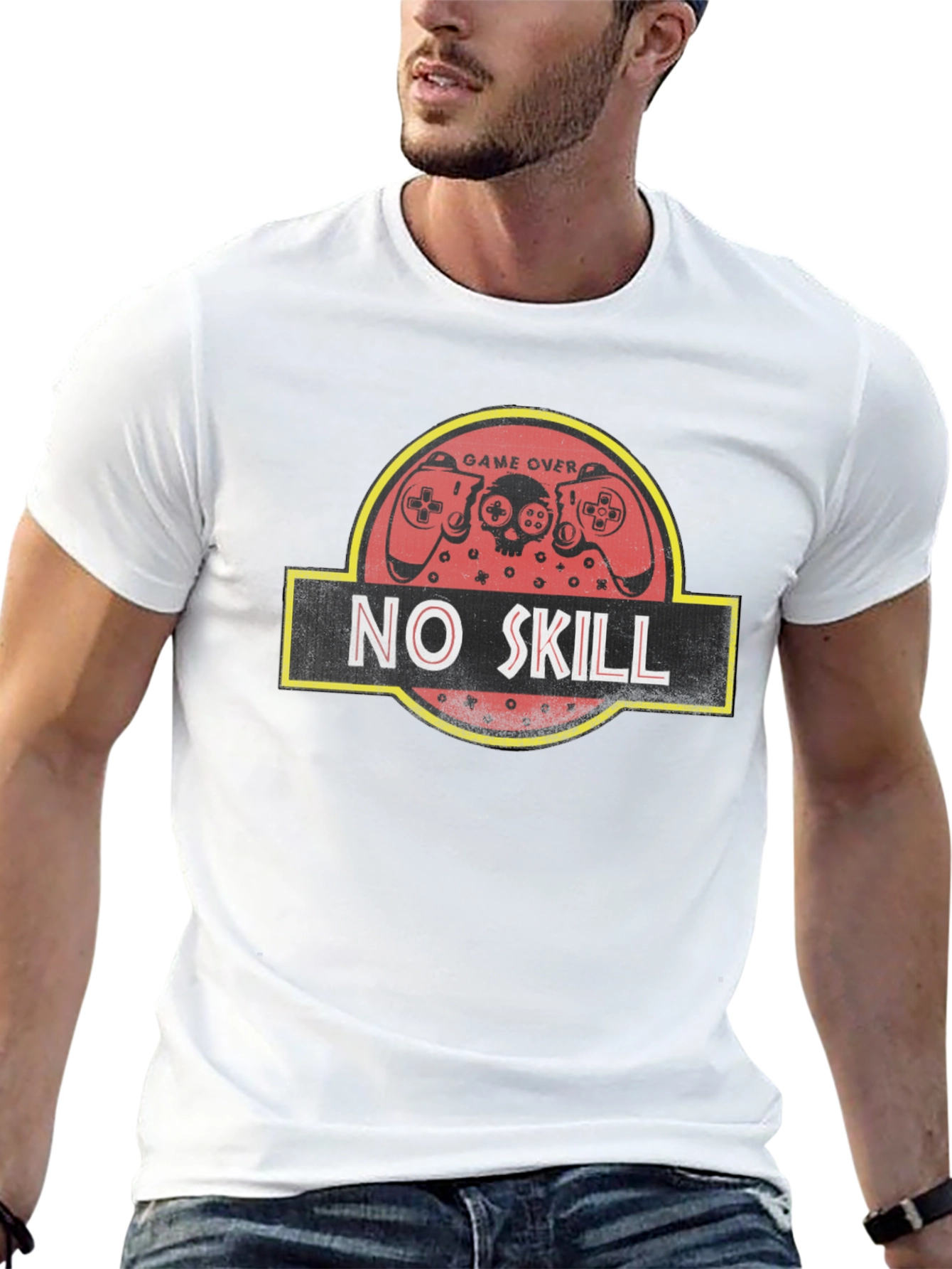 No Skill Gamer T-Shirt - Game Over Jurassic Style