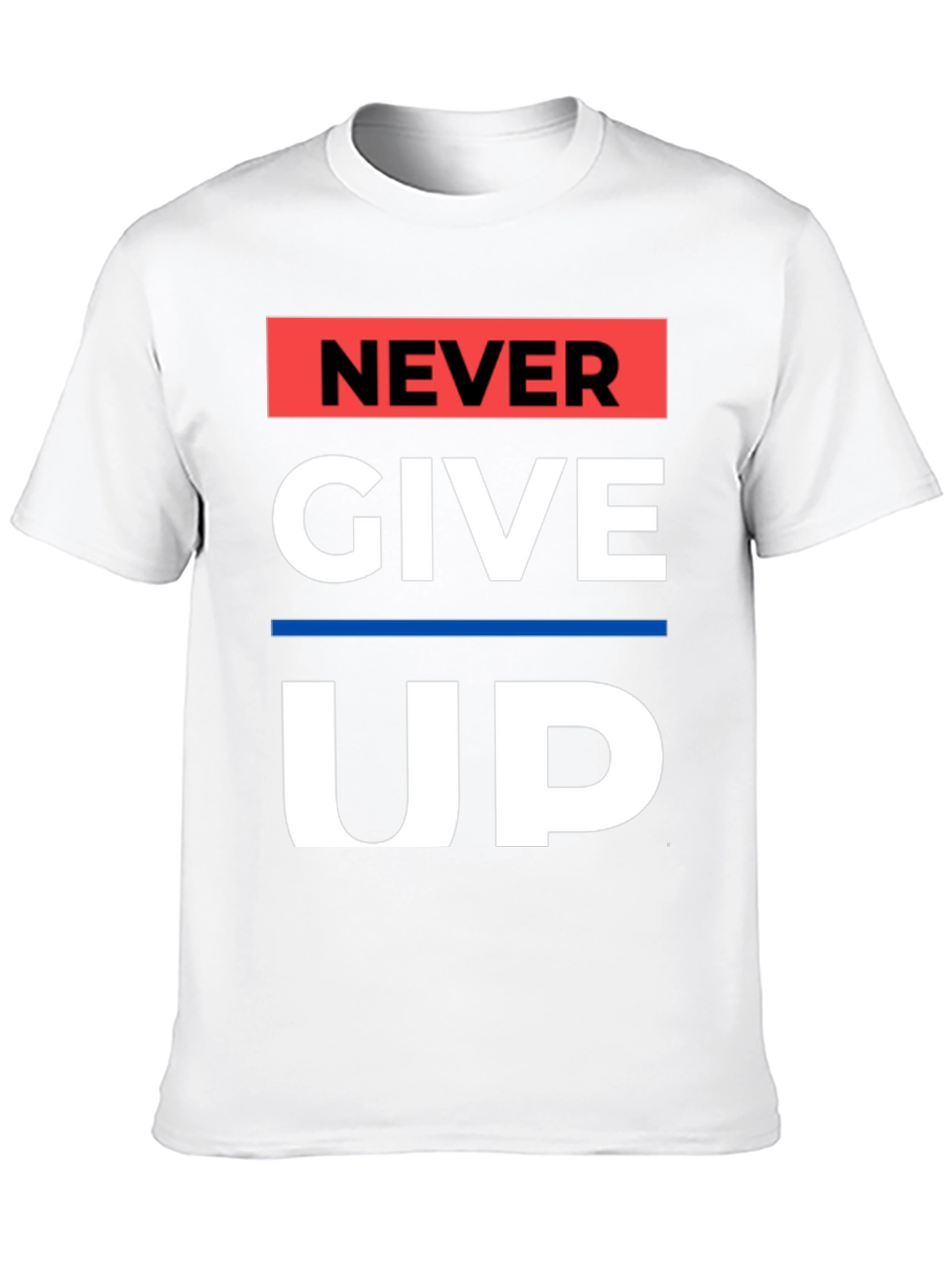 Never Give Up Graphic Tee - Motivational Black T-Shirt