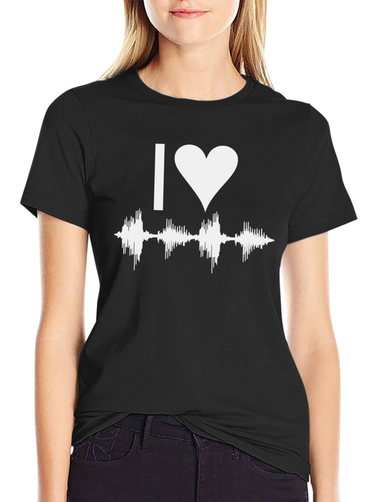 I Heart Sound Wave Black T-Shirt