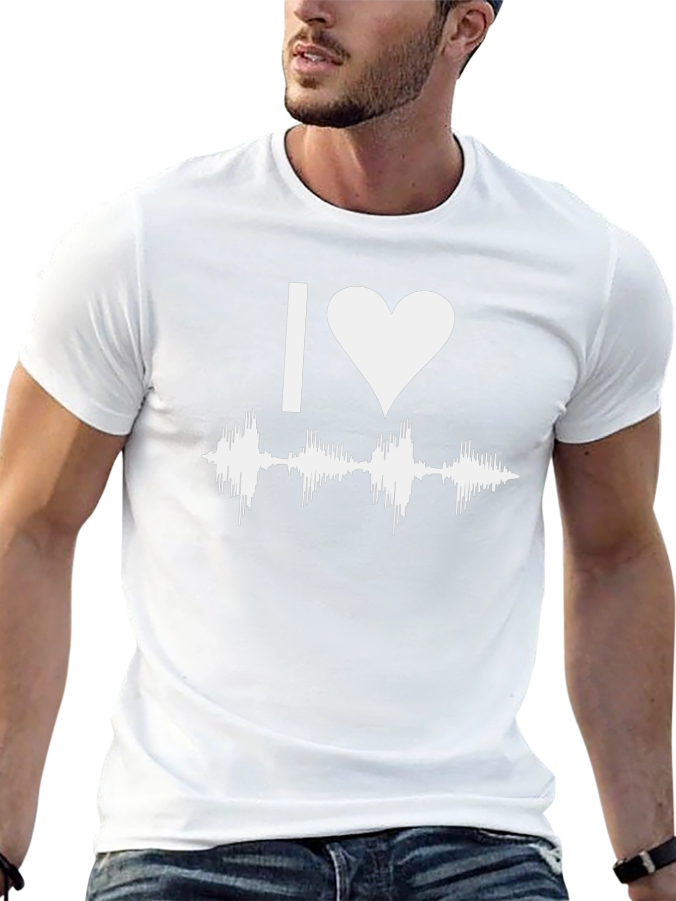 I Heart Sound Wave Black T-Shirt