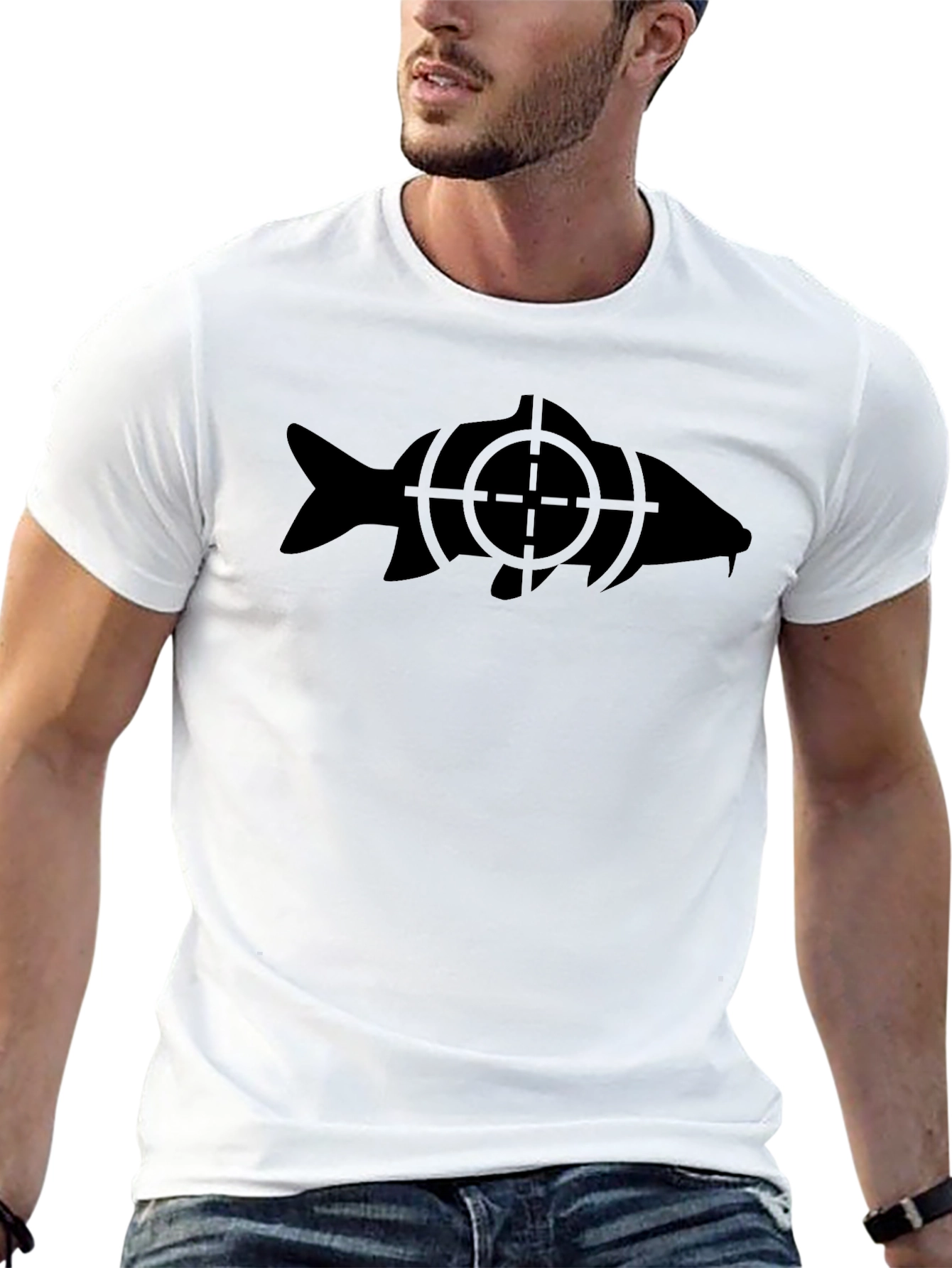 Target Fish Graphic Black T-Shirt - Carp Angler Tee