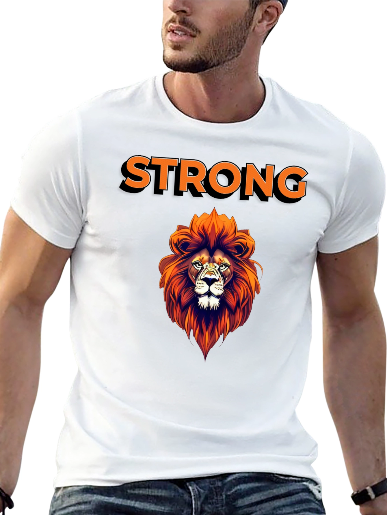 Strong Lion Graphic Tee - Stylish Mens T-Shirt