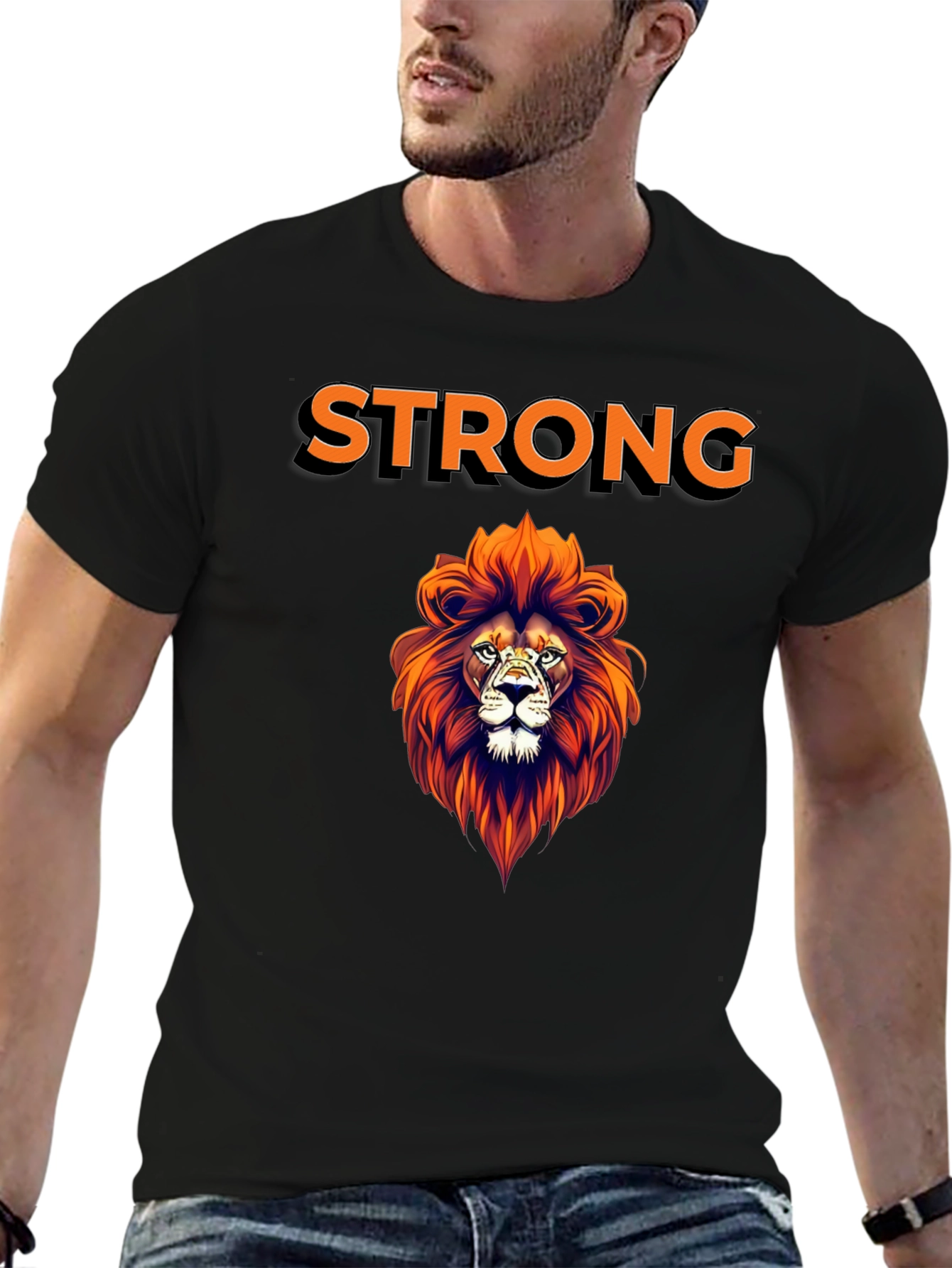 Strong Lion Graphic Tee - Stylish Mens T-Shirt