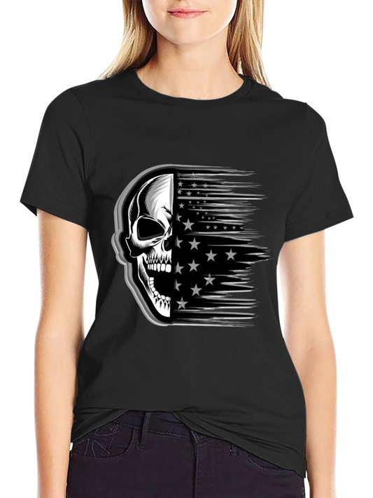 Skull Stars Stripes Graphic Tee - Mens Black T-Shirt