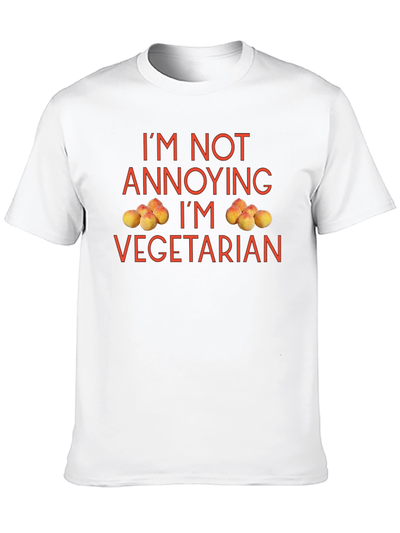 Funny Vegetarian T-Shirt - Peach Design Soft Cotton Tee