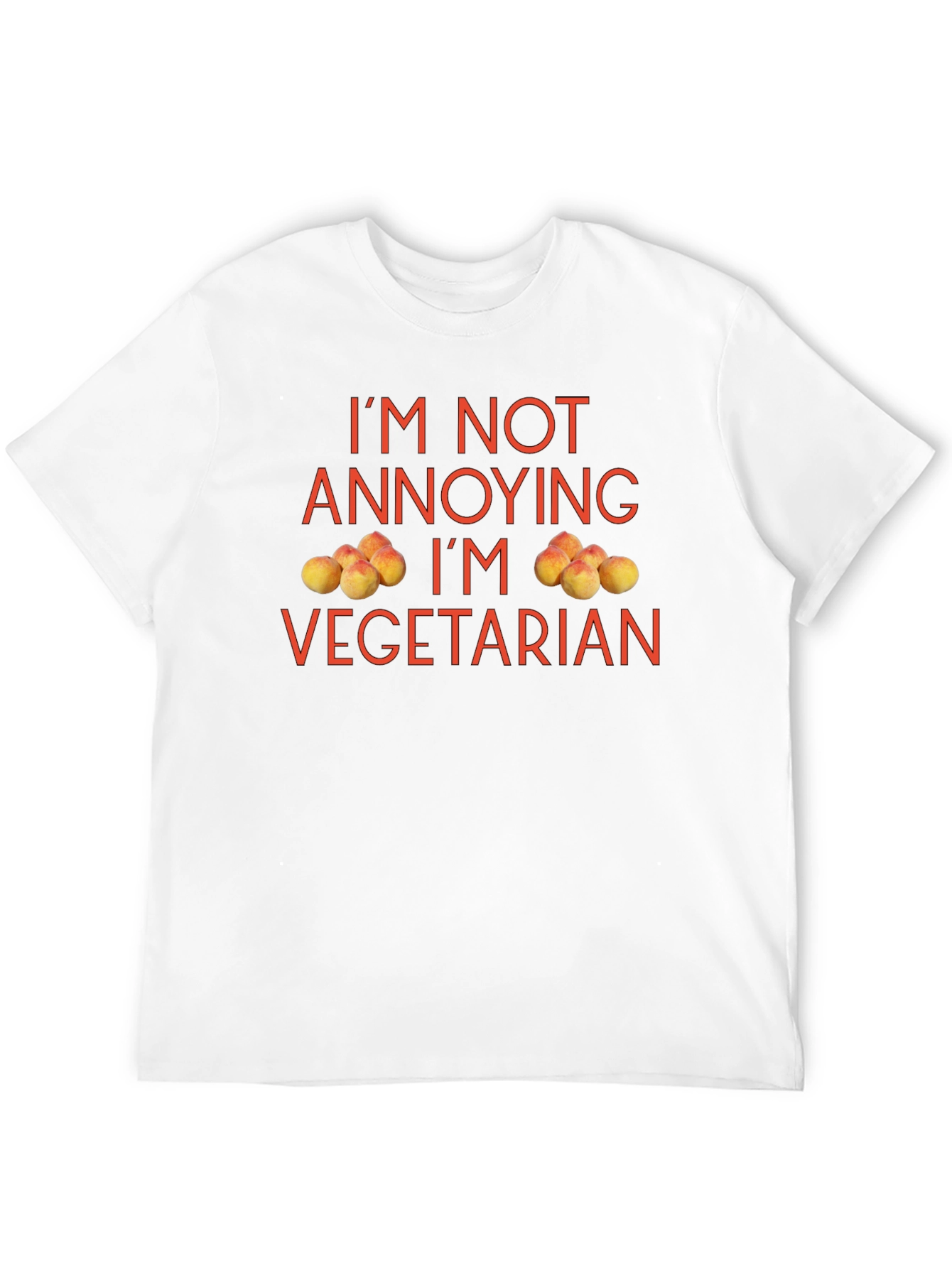 Funny Vegetarian T-Shirt - Peach Design Soft Cotton Tee