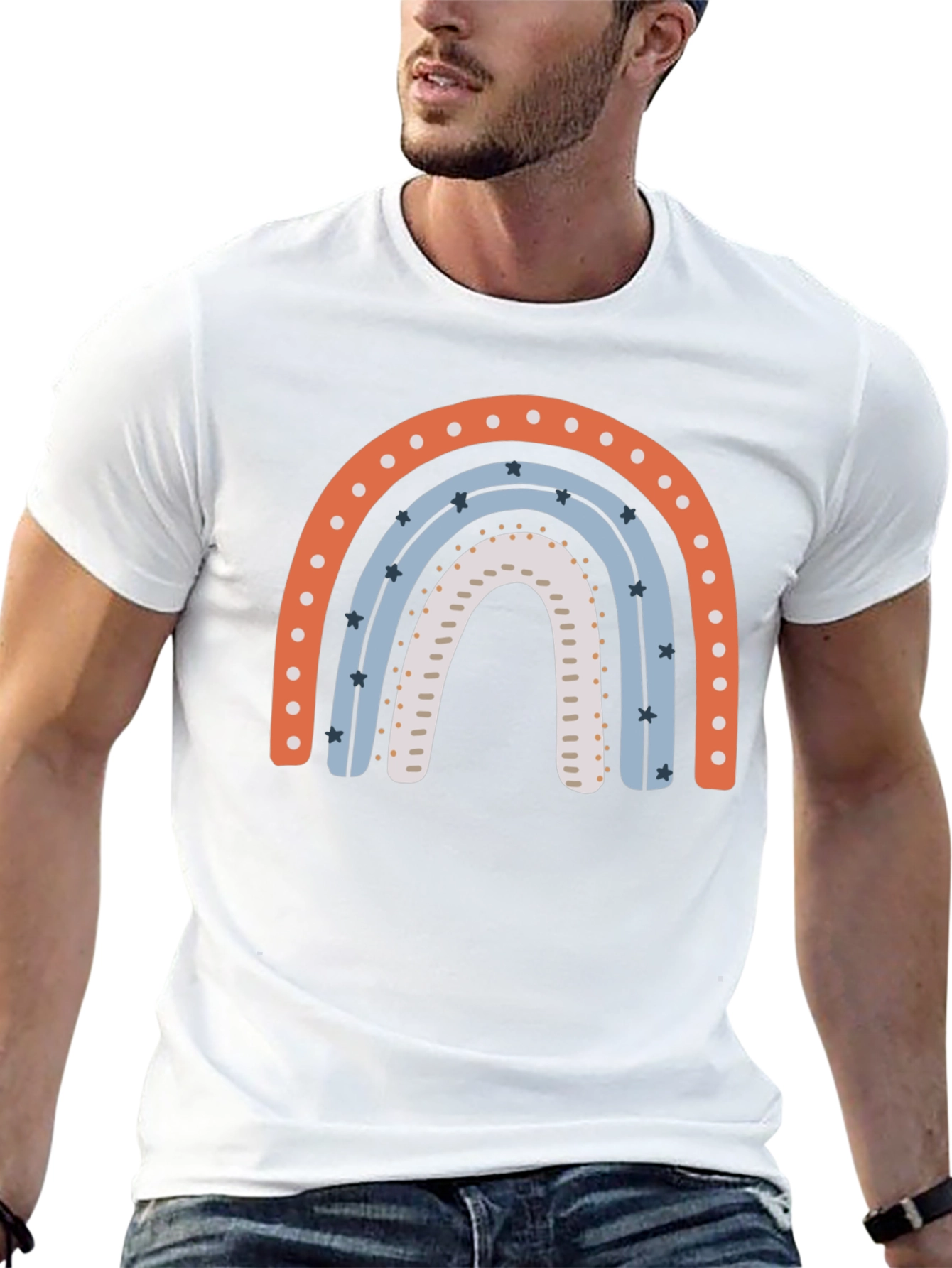 Rainbow Graphic Print Black T-Shirt