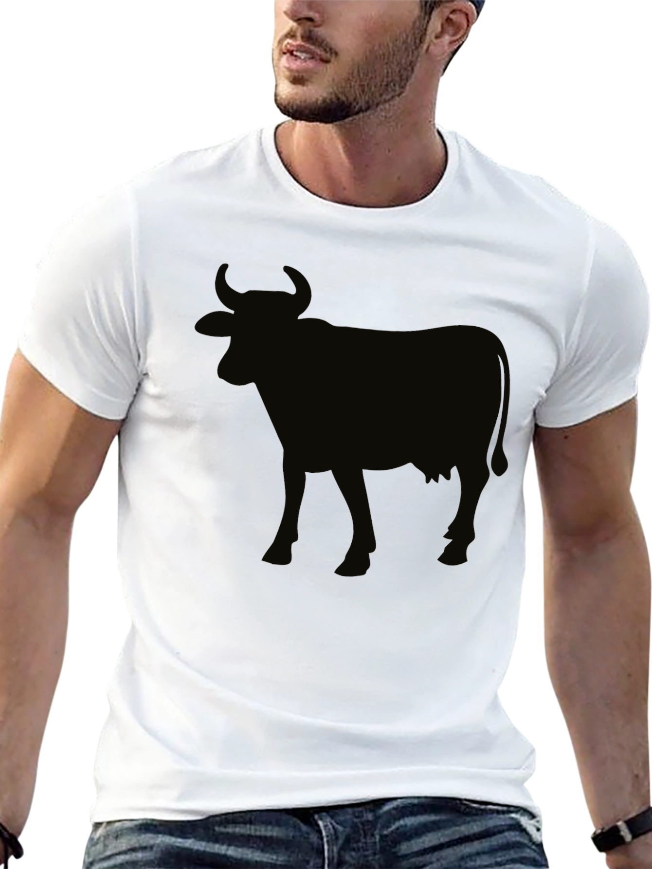 Black Bull Silhouette Graphic Tee - Mens Crew Neck