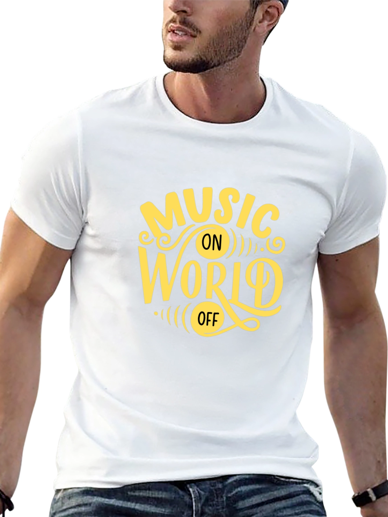 Music On World Off Graphic Tee - Black