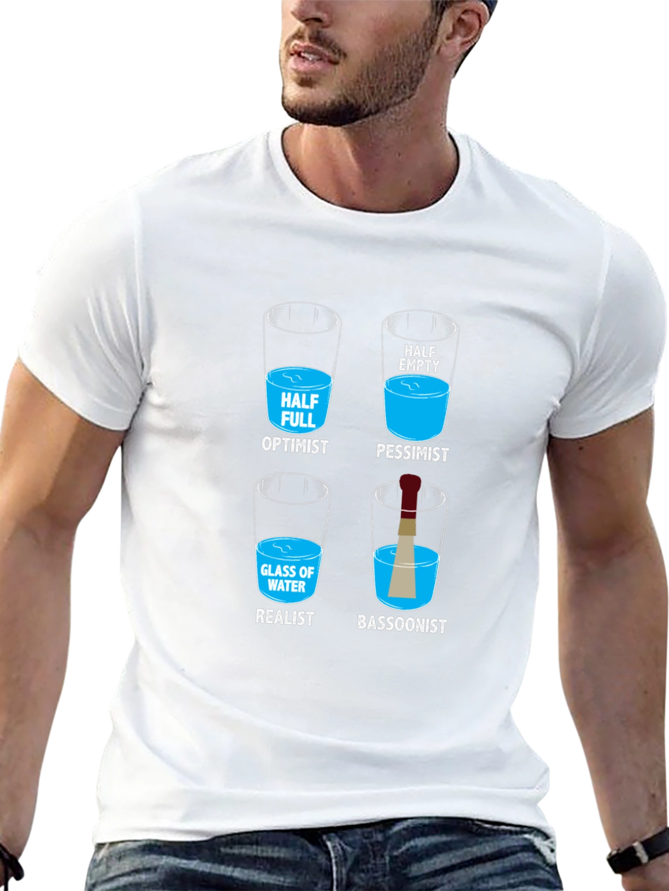 Optimist Pessimist Realist Bassoonist Graphic T-Shirt