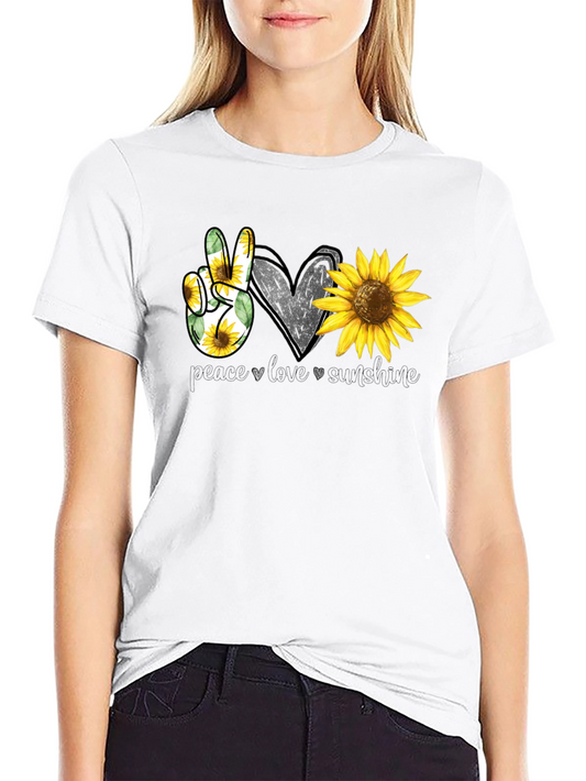 Peace Love Sunshine Sunflower Graphic Tee