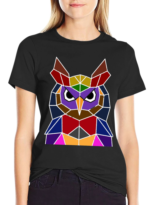 Geometric Owl Graphic Tee - Unique Polygon Design