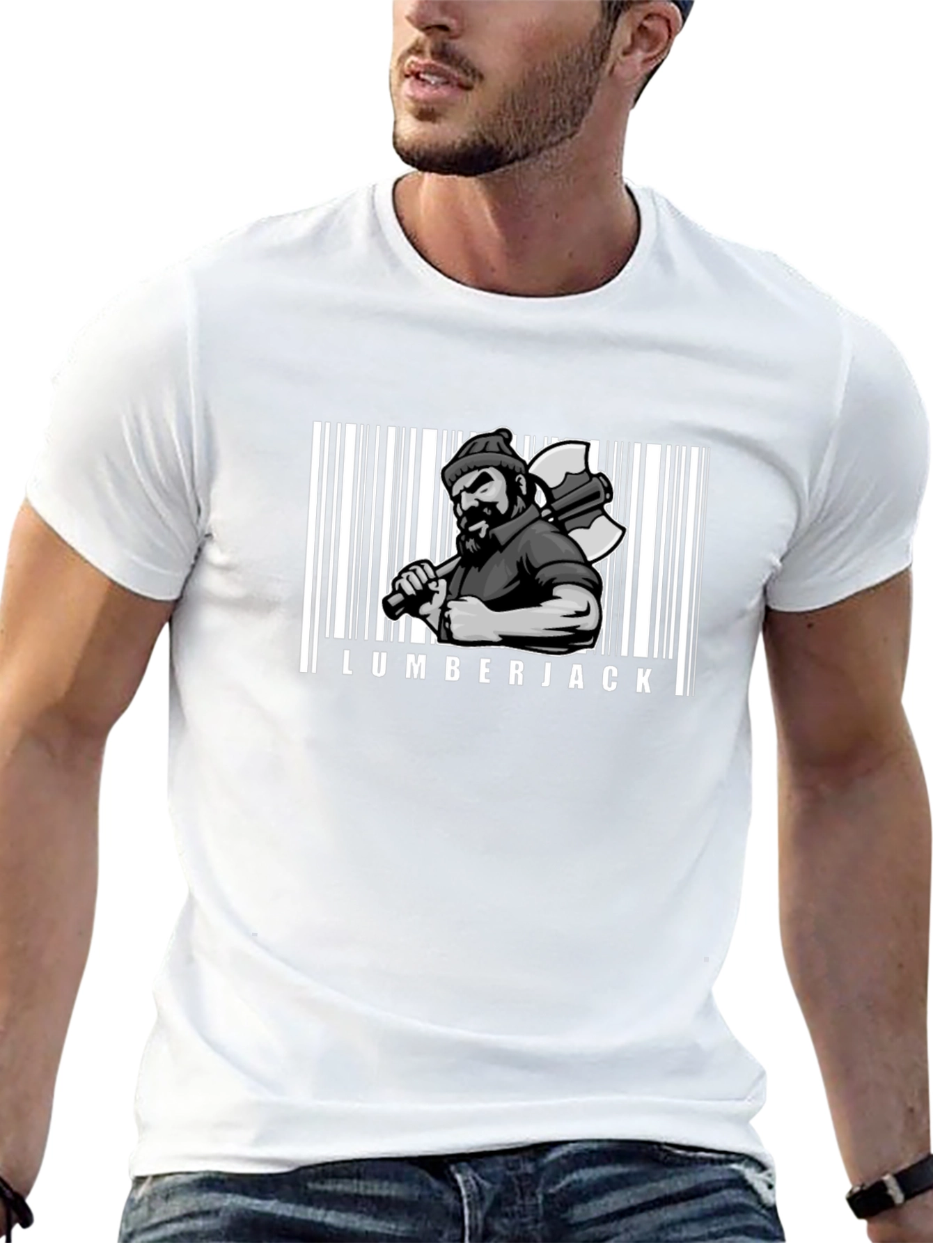 Lumberjack Barcode Graphic T-Shirt - Cool Novelty Tee