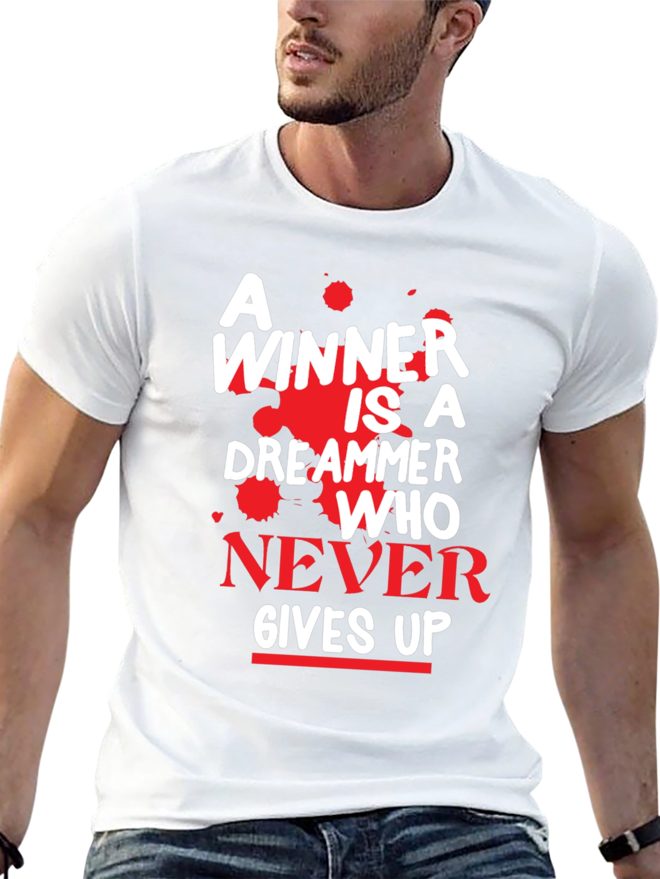 Motivational T-Shirt - A Winner Never Gives Up!