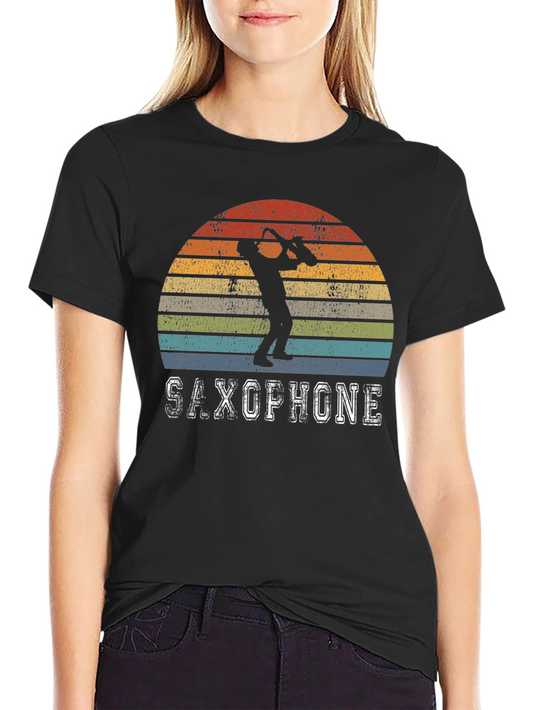 Retro Saxophone Player T-Shirt - Vintage Sunset Design