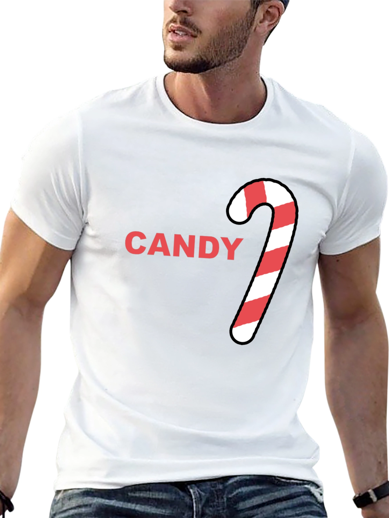 Candy Cane Graphic Tee - Holiday Festive Style
