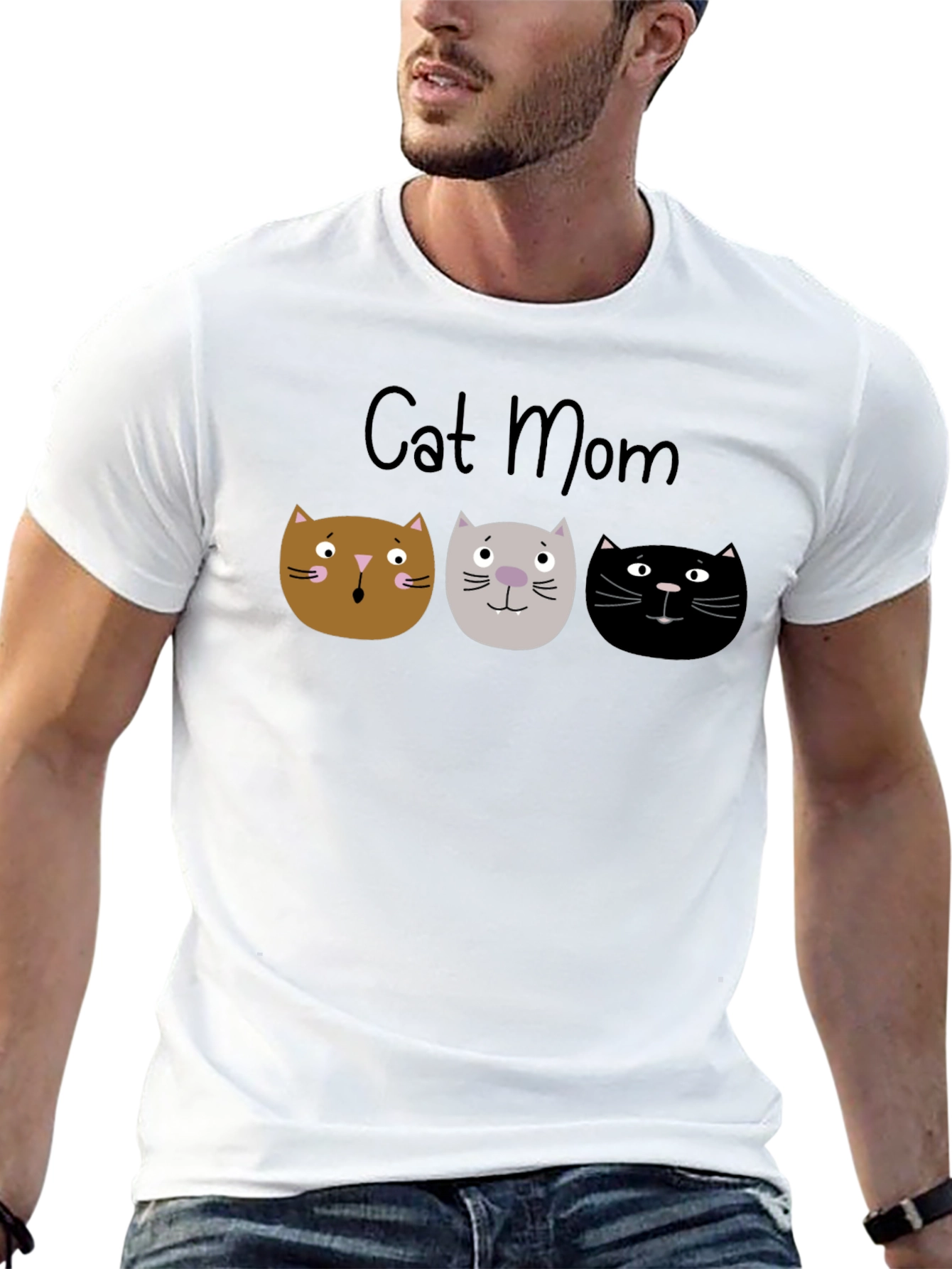 Cat Mom T-Shirt - Cute Cat Face Design
