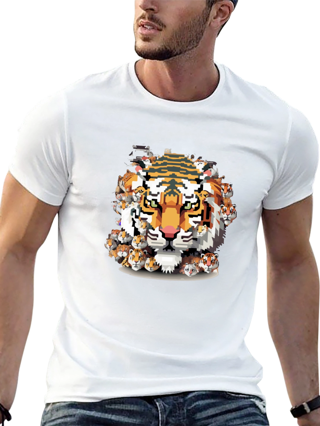 Pixel Tiger Graphic Tee - Cool & Unique Design