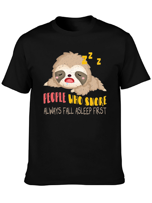 Funny Sloth Snoring T-Shirt - People Who Snore Sleep First