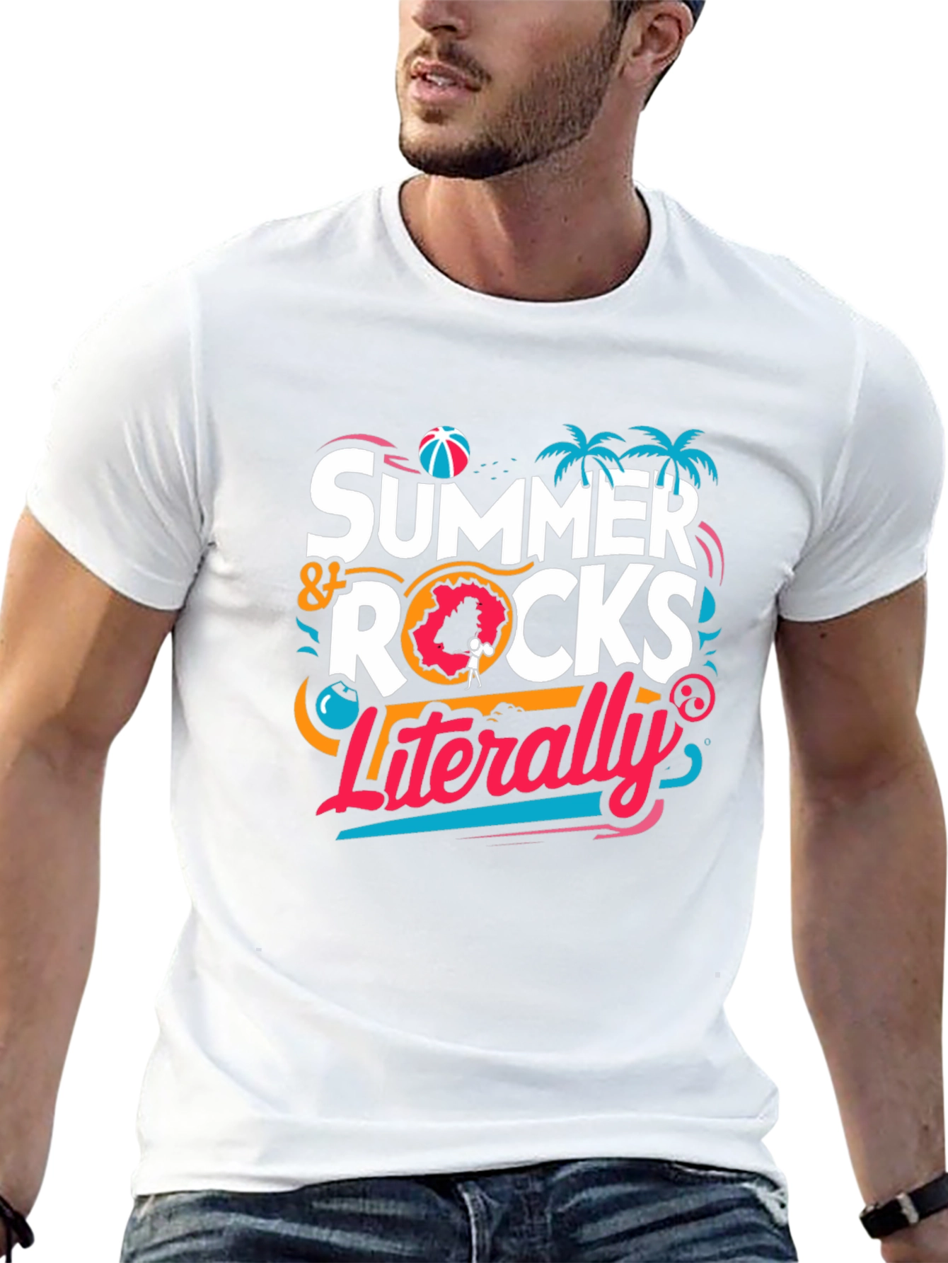 Summer Rocks Literally Black Graphic Tee