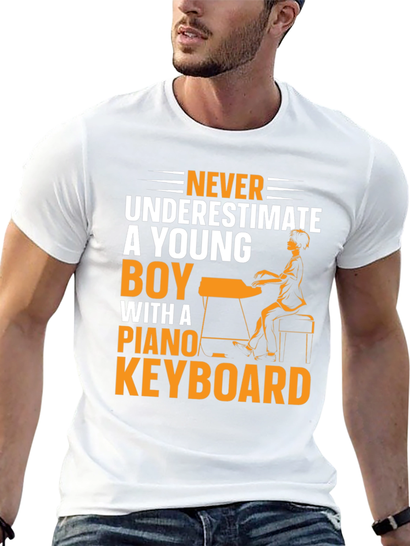 Never Underestimate Young Boy Piano Keyboard T-Shirt