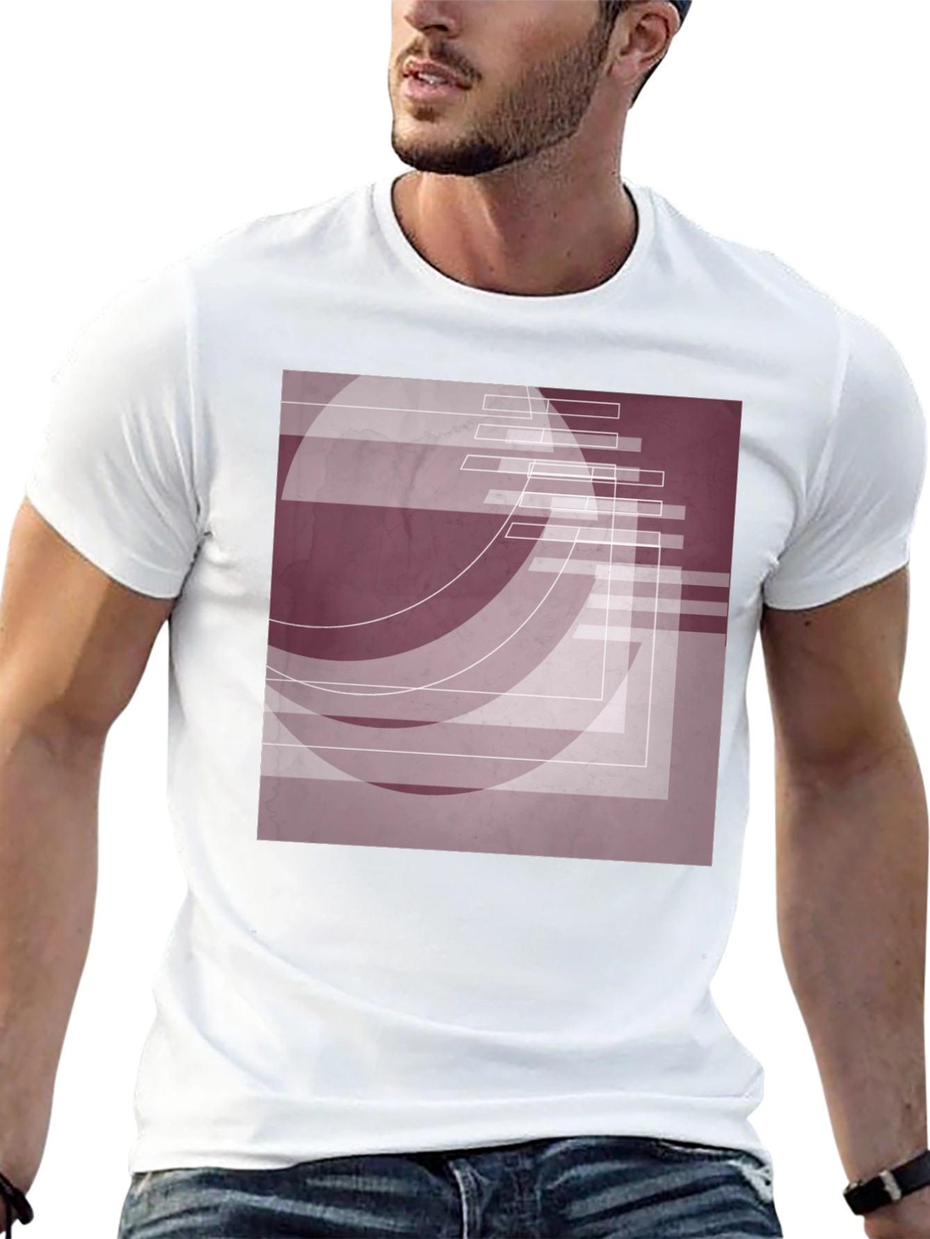 Abstract Geometric Graphic Tee - Stylish Black Shirt