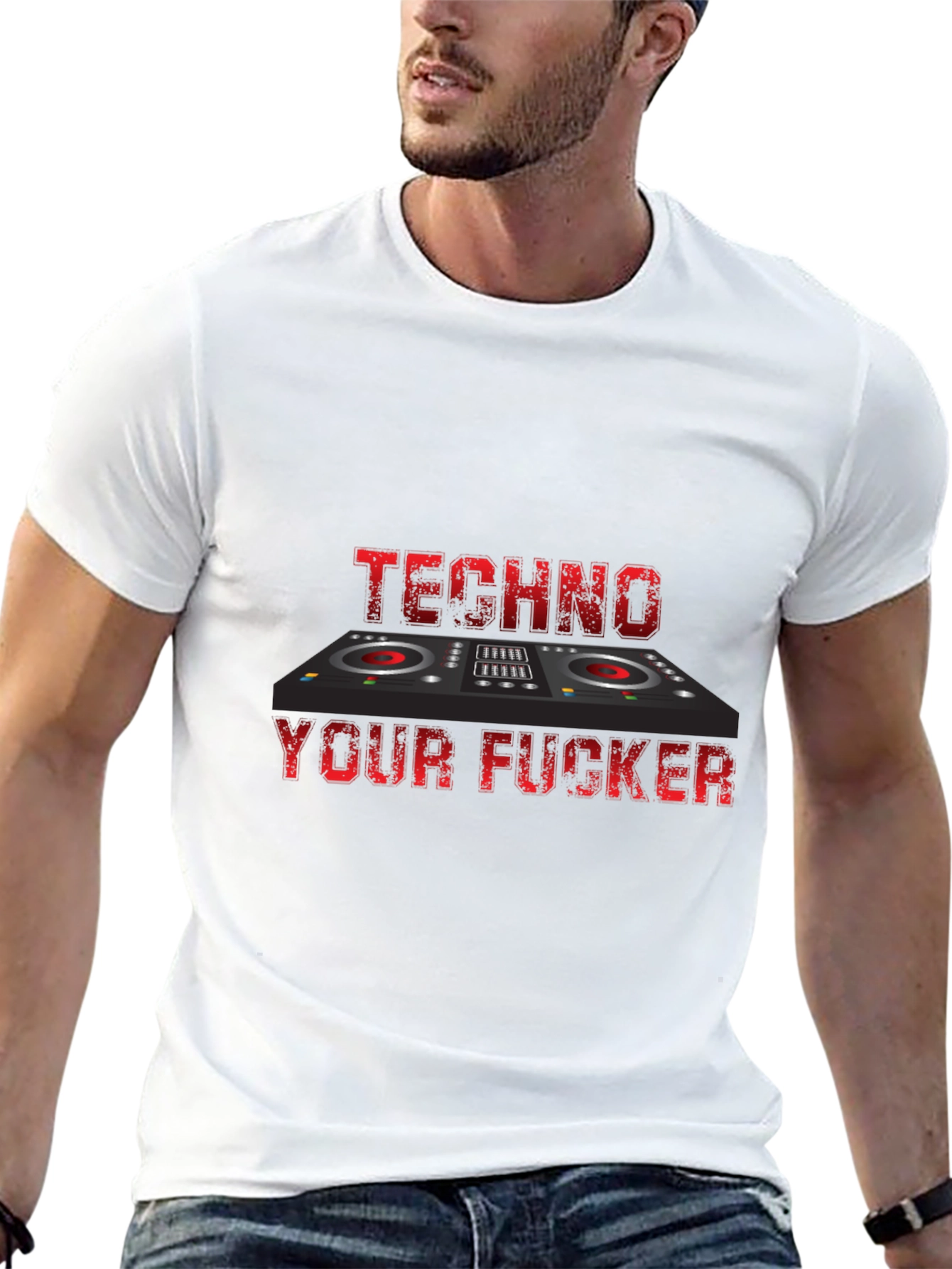 Techno DJ Graphic Tee - Bold Black T-Shirt