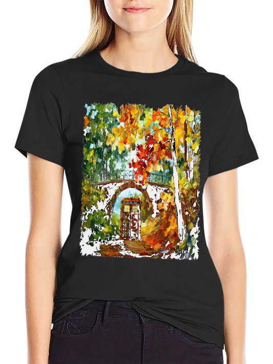 Autumn Tardis T-Shirt - Unique Artistic Design