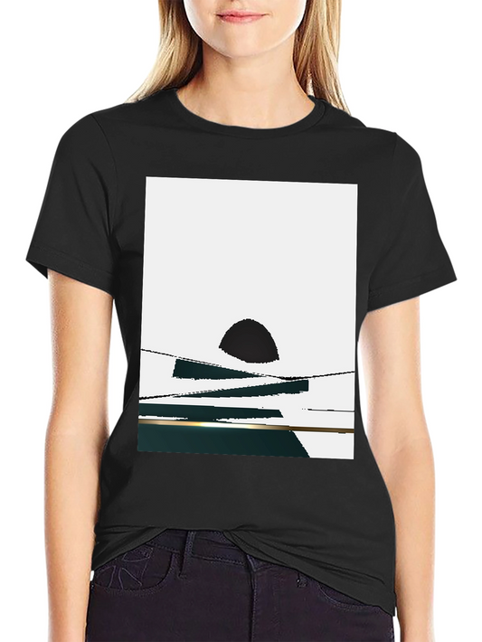 Abstract Sunset Graphic Tee - Black Casual T-Shirt
