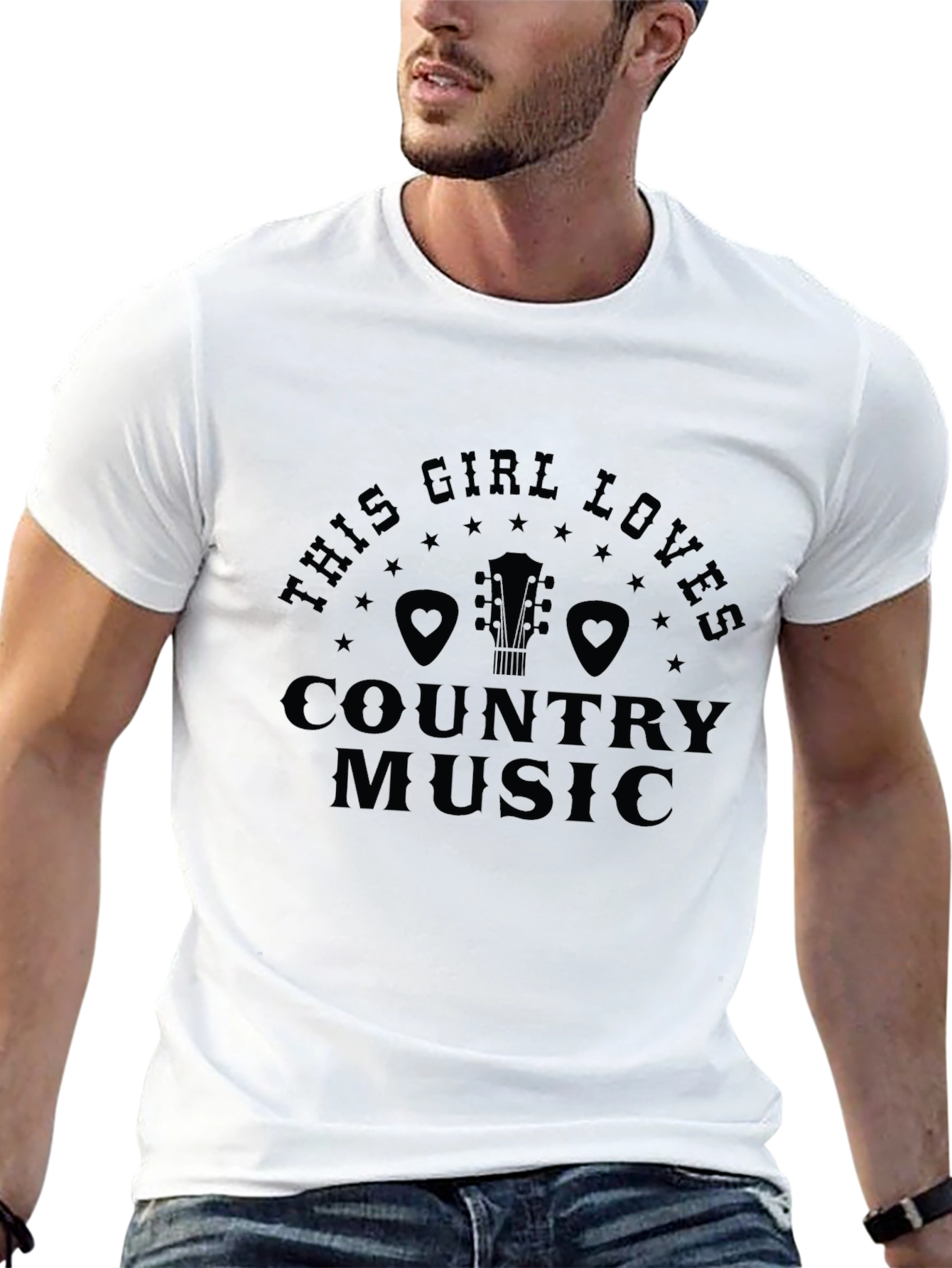 Country Music Lover Black Graphic T-Shirt